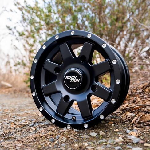 RockTrix RT106 4pc 14in ATV Wheels 4x110 Rims 14x7, 5+2 Offset, Includes 10x1.25 Lug Nuts - Compatible with IRS Honda Kawasaki Yamaha Rubicon Rincon Brute Force Kodiak Grizzly Rhino 4/110 (Set of 4) in Kuwait