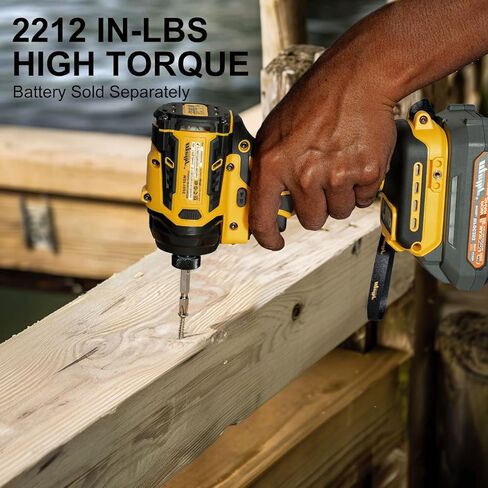 مفك تأثير 1/4 بوصة متوافق مع بطارية Dewalt 20V 60V Max (الأداة فقط)، عزم دوران 2212 رطل، 4 سرعات، محرك بدون فرش، ضوء LED in Kuwait