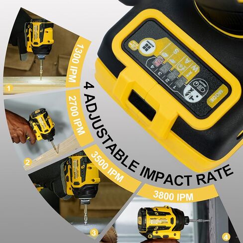 مفك تأثير 1/4 بوصة متوافق مع بطارية Dewalt 20V 60V Max (الأداة فقط)، عزم دوران 2212 رطل، 4 سرعات، محرك بدون فرش، ضوء LED in Kuwait
