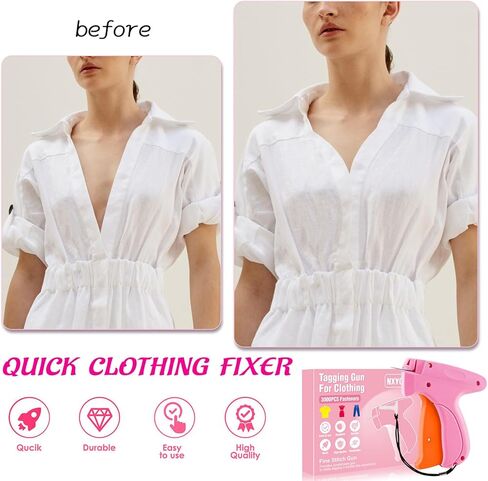 يأتي Schitch Gun for Cloths مع 6 إبر رائعة ، و 3000 PCS السحابات الصغيرة (1500 أبيض و 1500 أسود) ، ومثبت ملابس السلاح السريع ، ومثبت الملابس السريعة in Kuwait