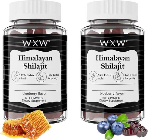 WXW Shilajit Gummies Pure Himalayan Ashwagandha Manuka Honey Mgo +263 تم علاجها 3 في 1 Gummies عالية الفاعلية للرجال والنساء 85+ المعادن النزرة 75 ٪ حمض بغيلي 60 Gulberry Flugher in Saudi Arabia