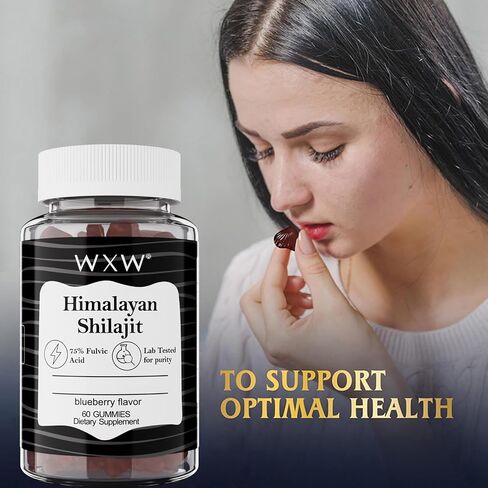 WXW Shilajit Gummies Pure Himalayan Ashwagandha Manuka Honey Mgo +263 تم علاجها 3 في 1 Gummies عالية الفاعلية للرجال والنساء 85+ المعادن النزرة 75 ٪ حمض بغيلي 60 Gulberry Flugher in Saudi Arabia