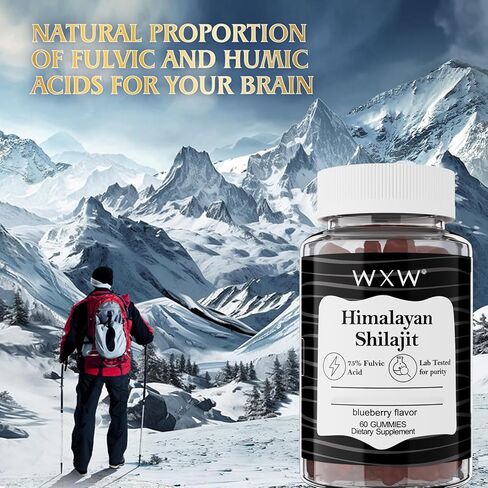 WXW Shilajit Gummies Pure Himalayan Ashwagandha Manuka Honey Mgo +263 تم علاجها 3 في 1 Gummies عالية الفاعلية للرجال والنساء 85+ المعادن النزرة 75 ٪ حمض بغيلي 60 Gulberry Flugher in Saudi Arabia