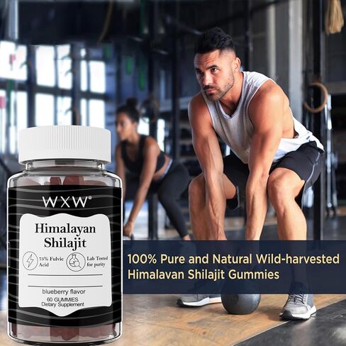 WXW Shilajit Gummies Pure Himalayan Ashwagandha Manuka Honey Mgo +263 تم علاجها 3 في 1 Gummies عالية الفاعلية للرجال والنساء 85+ المعادن النزرة 75 ٪ حمض بغيلي 60 Gulberry Flugher in Saudi Arabia