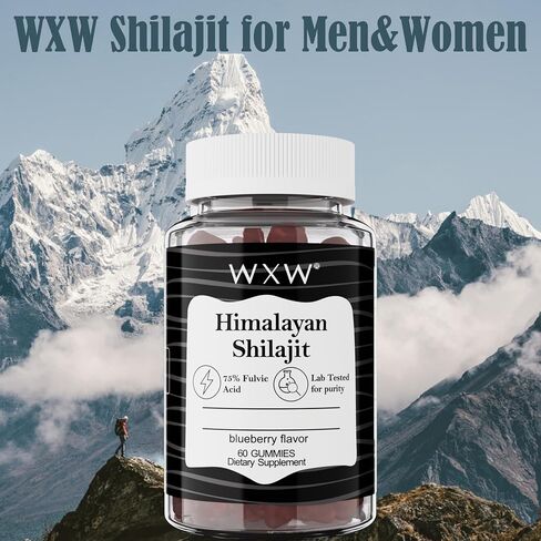 WXW Shilajit Gummies Pure Himalayan Ashwagandha Manuka Honey Mgo +263 تم علاجها 3 في 1 Gummies عالية الفاعلية للرجال والنساء 85+ المعادن النزرة 75 ٪ حمض بغيلي 60 Gulberry Flugher in Saudi Arabia