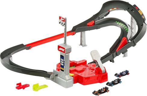 مجموعة مسار سيارة Hot Wheels ، 3 مركبات فورمولا 1 مموفة في 1:64 مقياس: McLaren F1 Team ، Alpine & VCARB ، حلبة سباق العدو (قد تختلف الفرق) in Saudi Arabia