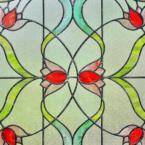 3D Stained Glass Window Film, Decorative Window Privacy Film for Bathroom,Front Door,Home, Sun Blocking Heat Control,Static Cling, Eternal Prism 17.3inch x 47.2inch in Kuwait