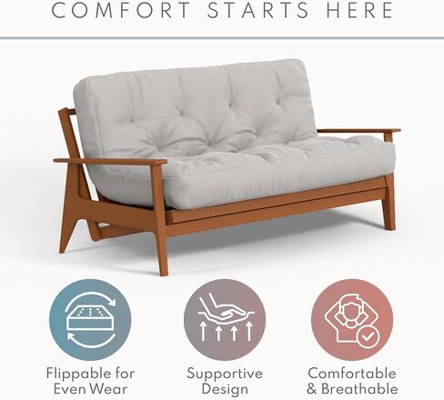منتجات Royal Sleep By The Futon Factory 6 Inch Memory Foam Futon Mattress - غطاء أسود صلب - الحجم الكامل - الرغاوي المعتمدة in Saudi Arabia