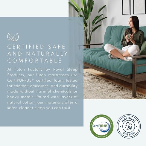 منتجات Royal Sleep By The Futon Factory 6 Inch Memory Foam Futon Mattress - غطاء أسود صلب - الحجم الكامل - الرغاوي المعتمدة in Saudi Arabia