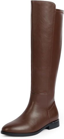 Modatope Knee High Boots Women Flat Rounded Toe Stretchy Boots Side Zipper Dress Tall Boot in Saudi Arabia
