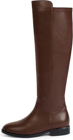 Modatope Knee High Boots Women Flat Rounded Toe Stretchy Boots Side Zipper Dress Tall Boot in Saudi Arabia
