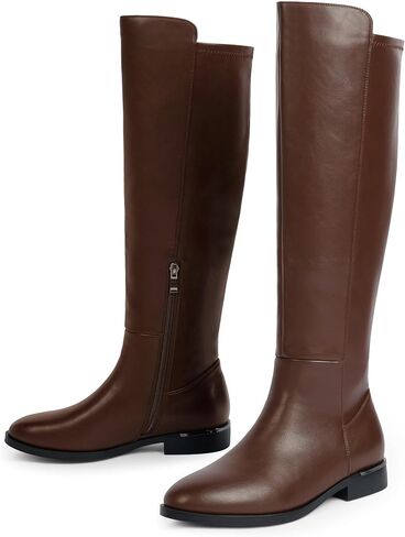 Modatope Knee High Boots Women Flat Rounded Toe Stretchy Boots Side Zipper Dress Tall Boot in Saudi Arabia