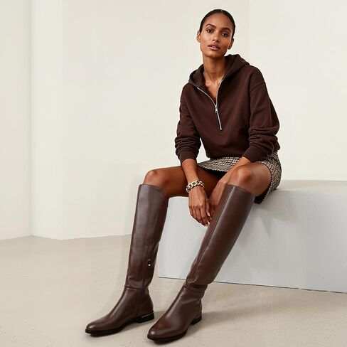 Modatope Knee High Boots Women Flat Rounded Toe Stretchy Boots Side Zipper Dress Tall Boot in Saudi Arabia