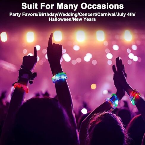 20 حزمة LED LED UP PRACELETS توهج في لوازم الحفلات المظلمة ، سوار ملون ملون يضيء ألعاب هدايا عيد ميلاد أعياد الأكياس جيدة الحشوات. in Saudi Arabia