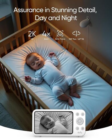 eufy Baby Monitor E20، دقة 2K، شاشة 5 بوصات بدقة 720 بكسل، اتصال هجين، Wi-Fi وبدون تحكم Wi-Fi، إمالة شاملة، تكبير 4×، رؤية ليلية، كاميرا بطارية مدمجة، ANR، تنبيهات ذكية، تسجيل 24/7 in Saudi Arabia