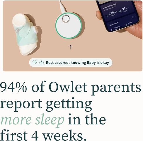 Owlet Dream Sock® - جهاز مراقبة الأطفال الذكي المعتمد من إدارة الأغذية والعقاقير (FDA) - تتبع معدل النبض المباشر (القلب) والأكسجين عند الرضع - تلقي الإخطارات in Kuwait