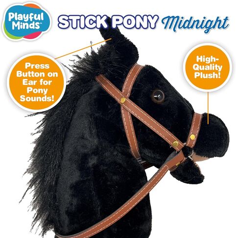 Nature Bound Stick Horse | Plush Handcrafted Hobby Horse | Stick Pony Provides Fun Pretend Play for Toddlers & Preschoolers | Handsewn, Wood, Sound Effects | Pinto Style in Saudi Arabia
