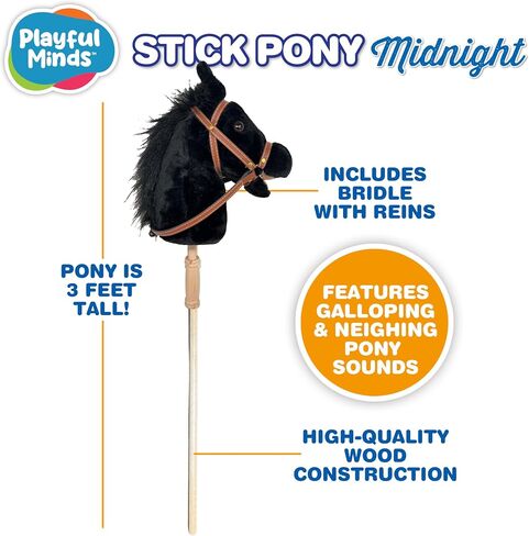 Nature Bound Stick Horse | Plush Handcrafted Hobby Horse | Stick Pony Provides Fun Pretend Play for Toddlers & Preschoolers | Handsewn, Wood, Sound Effects | Pinto Style in Saudi Arabia