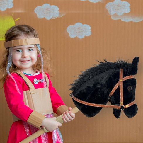 Nature Bound Stick Horse | Plush Handcrafted Hobby Horse | Stick Pony Provides Fun Pretend Play for Toddlers & Preschoolers | Handsewn, Wood, Sound Effects | Pinto Style in Saudi Arabia
