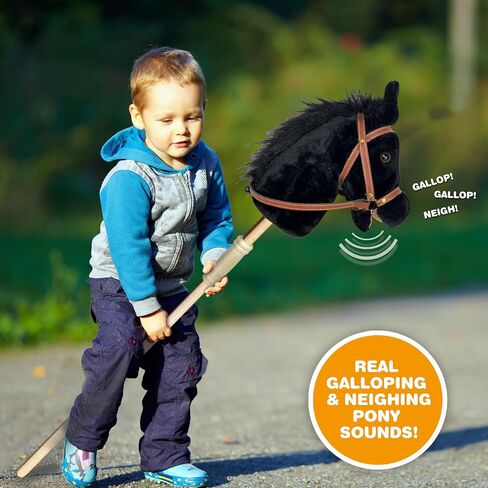 Nature Bound Stick Horse | Plush Handcrafted Hobby Horse | Stick Pony Provides Fun Pretend Play for Toddlers & Preschoolers | Handsewn, Wood, Sound Effects | Pinto Style in Saudi Arabia