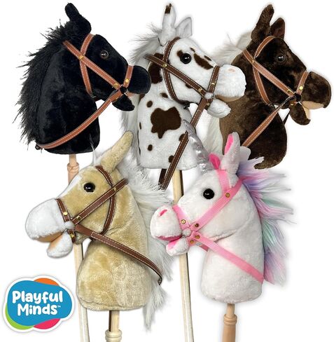 Nature Bound Stick Horse | Plush Handcrafted Hobby Horse | Stick Pony Provides Fun Pretend Play for Toddlers & Preschoolers | Handsewn, Wood, Sound Effects | Pinto Style in Saudi Arabia