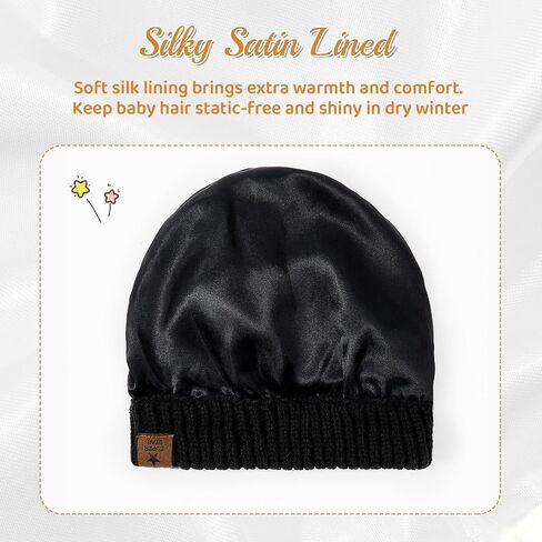 Century Star Baby Satin Lined Beanie for Girls Boys, Kids Warm Knitted Winter Hats for Infant Toddler Unisex Cap in Saudi Arabia