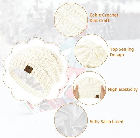 Century Star Baby Satin Lined Beanie for Girls Boys, Kids Warm Knitted Winter Hats for Infant Toddler Unisex Cap in Saudi Arabia
