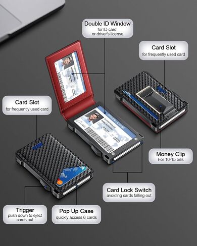 محفظة للرجال محفظة RFID مع 2 Windows & Money Clip ، حامل البطاقة المنبثقة النحيف ل 10-12 بطاقة ، محفظة ذكية بايفولد الحد الأدنى للجيب الأمامي ، حامل بطاقة الائتمان المعدنية المدمجة ، الهدايا للرجال in Saudi Arabia