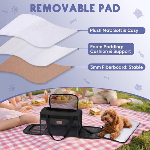 BALEINE Cat Carrier, Puppy Dog Carrier for Small Medium Pets Up to 15 Lbs, Soft-Sided Dog Travel Bag with Safety Zippers, Collapsible Pet Carrying Case (Gray, L, 17"x11"x11") in Saudi Arabia