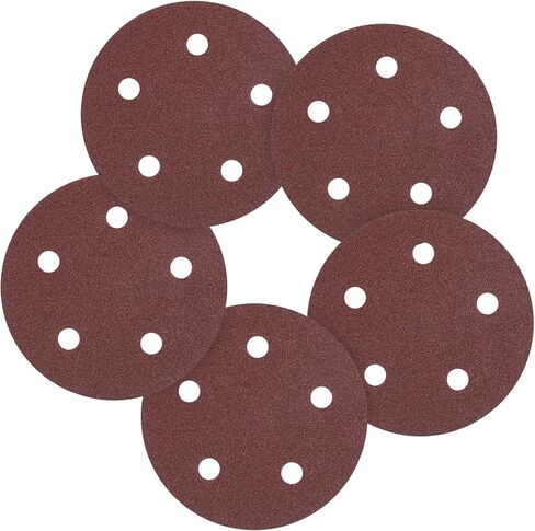 5 Pack 5 Inch Sanding Disc 60 Grit 5 Hole Round Hook and Loop Sandpapers Fit for Orbital Sander Automotive or Cars Repairing, Grinding or Polishing, Red in Saudi Arabia