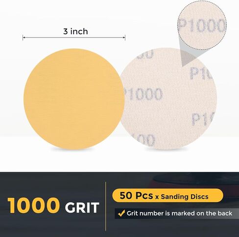HARFINGTON 100 Pcs 5 Inch Sanding Discs, 220 Grit Hook and Loop Sandpaper, No-Hole Aluminum Oxide Orbital Sander Sandpaper for Woodworking Automotive Metal Polishing, Yellow in Saudi Arabia