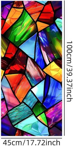 Stained Glass Window Film 17.7x39.3 inch Iridescent Marble Flakes Window Privacy Film Stained Decals Static Cling Sun Blocking Decor for Home Office Windows Door Glass Partitions in Kuwait