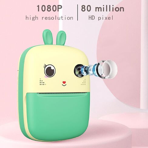 كاميرا Gugxiom Kids طباعة فورية، 1080P 80MP كاميرا طباعة فورية للأطفال تدعم طباعة ألوان الكمبيوتر، كاميرات فيديو رقمية عالية الدقة للأطفال الصغار للأولاد والبنات العمر (أزرق) in Saudi Arabia