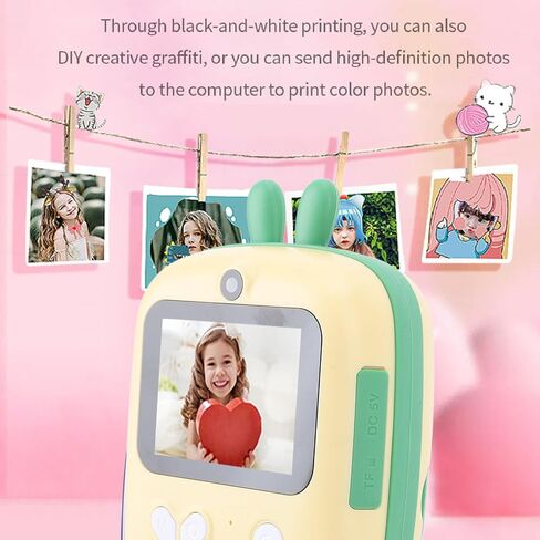 كاميرا Gugxiom Kids طباعة فورية، 1080P 80MP كاميرا طباعة فورية للأطفال تدعم طباعة ألوان الكمبيوتر، كاميرات فيديو رقمية عالية الدقة للأطفال الصغار للأولاد والبنات العمر (أزرق) in Saudi Arabia