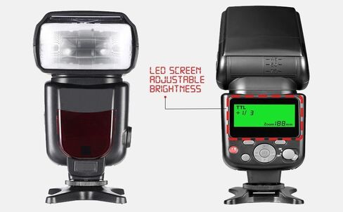 فلاش Speedlight خارجي (متوافق مع كاميرا Nikon COOLPIX P1100) دوران عمودي وأفقي (مزامنة لاسلكية) in Saudi Arabia
