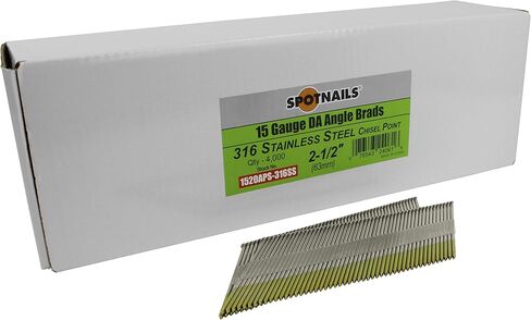 Spotnails 1520APS-316 2-1/2 بوصة. 316 الفولاذ المقاوم للصدأ 15 مقياس زاوية DA، 4,000/صندوق in Saudi Arabia