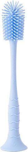 Nontoxic Silicone Bottle Brush - Premium Medical Grade - BPA & PFAS Free - Suction Cup Base - Easy to Clean and Dishwasher Safe - Tallest Design for Any Bottle - (10.25 in) - Blue in Saudi Arabia