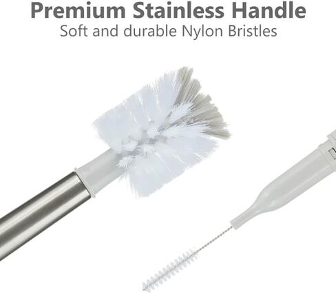 3-in-1 Stainless Bottle Brush for Baby Bottles - Water Bottle Brush Cleaner with Nipple and Straw Brush, Long Bottle Washer, Cup and Tumbler Cleaner Brush. (Pack of 1) in Saudi Arabia