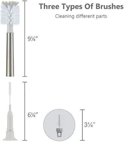 3-in-1 Stainless Bottle Brush for Baby Bottles - Water Bottle Brush Cleaner with Nipple and Straw Brush, Long Bottle Washer, Cup and Tumbler Cleaner Brush. (Pack of 1) in Saudi Arabia