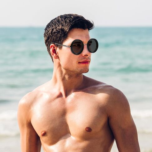 1-9 Adjustable Tint Sunglasses with Polarized Moonglass ND Filter Lenses - Round Frame UV400 Eyewear for Men & Women, Driving Fishing Travel, Hard Case Included in Saudi Arabia