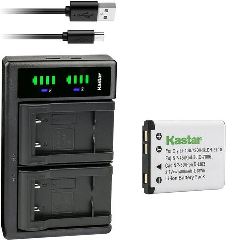 شاحن بطارية USB Kastar LTD2 متوافق مع HP (Hewlett Packard) PW460t PW550z SW450، وكاميرا Minolta MN12Z الرقمية، وiKan PDMOVIE Remote Air Pro 3 ومحرك Live Air 2 in Saudi Arabia