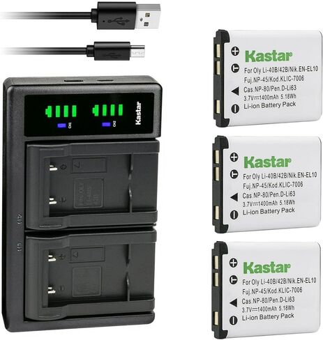 شاحن بطارية USB Kastar LTD2 متوافق مع HP (Hewlett Packard) PW460t PW550z SW450، وكاميرا Minolta MN12Z الرقمية، وiKan PDMOVIE Remote Air Pro 3 ومحرك Live Air 2 in Kuwait