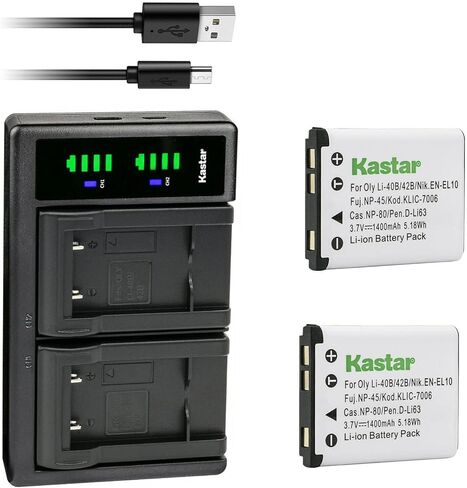 شاحن بطارية USB Kastar LTD2 متوافق مع HP (Hewlett Packard) PW460t PW550z SW450، وكاميرا Minolta MN12Z الرقمية، وiKan PDMOVIE Remote Air Pro 3 ومحرك Live Air 2 in Kuwait