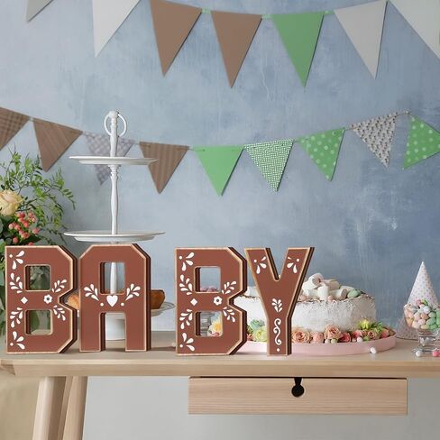 Threehoney 4 Pcs Cielito Lindo Baby Shower Decorations Wooden 3D Mexican Baby Letters Cielito Lindo Party Decoration for Gender Reveal Birthday Fiesta Party in Saudi Arabia