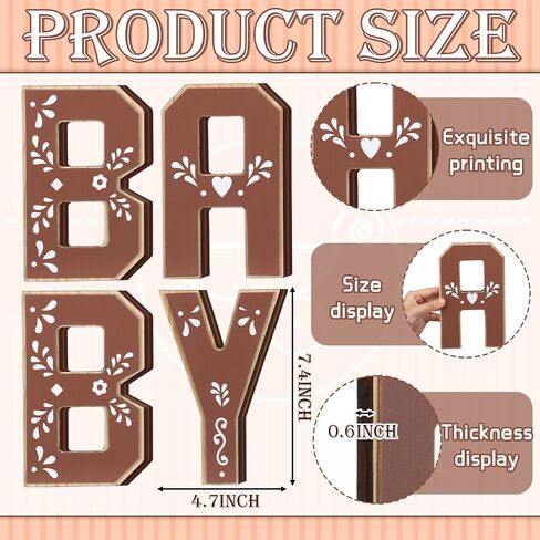 Threehoney 4 Pcs Cielito Lindo Baby Shower Decorations Wooden 3D Mexican Baby Letters Cielito Lindo Party Decoration for Gender Reveal Birthday Fiesta Party in Saudi Arabia