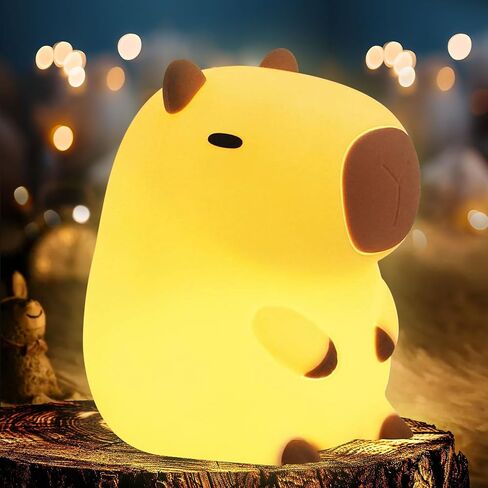 Capybara Night Light, Cute Squishy Lamp Capybara Gifts, Rechargeable Dimmable Animal Silicone Nightlight, Kids LED Capybaras Light, Light Up Capybaras Toy Stuff, Boys Girls Room Dorm Décor in Saudi Arabia