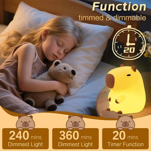 Capybara Night Light, Cute Squishy Lamp Capybara Gifts, Rechargeable Dimmable Animal Silicone Nightlight, Kids LED Capybaras Light, Light Up Capybaras Toy Stuff, Boys Girls Room Dorm Décor in Saudi Arabia