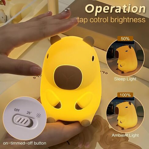 Capybara Night Light, Cute Squishy Lamp Capybara Gifts, Rechargeable Dimmable Animal Silicone Nightlight, Kids LED Capybaras Light, Light Up Capybaras Toy Stuff, Boys Girls Room Dorm Décor in Saudi Arabia