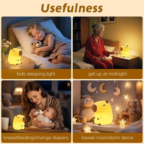 Capybara Night Light, Cute Squishy Lamp Capybara Gifts, Rechargeable Dimmable Animal Silicone Nightlight, Kids LED Capybaras Light, Light Up Capybaras Toy Stuff, Boys Girls Room Dorm Décor in Saudi Arabia