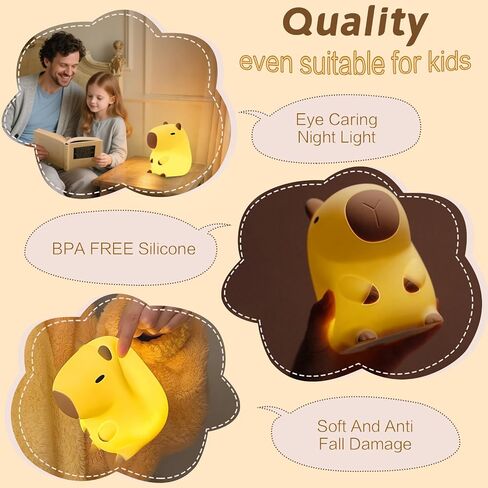 Capybara Night Light, Cute Squishy Lamp Capybara Gifts, Rechargeable Dimmable Animal Silicone Nightlight, Kids LED Capybaras Light, Light Up Capybaras Toy Stuff, Boys Girls Room Dorm Décor in Saudi Arabia